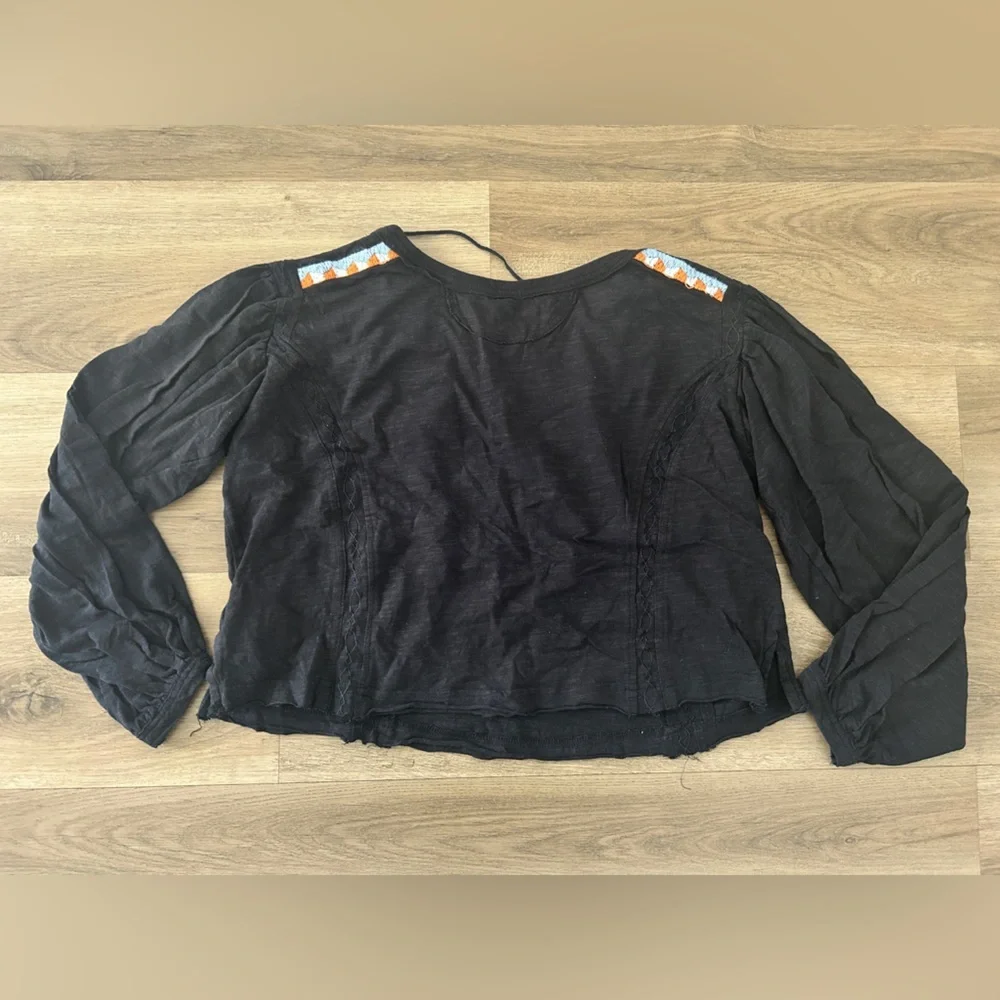 Free People Embroidered Boho Long Sleeve Top | Size S- EUC - Picture 7 of 9